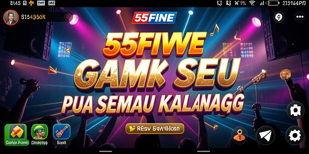 Tampilan gameplay <strong>55FIVE</strong> yang penuh warna dan musik yang menggugah semangat.