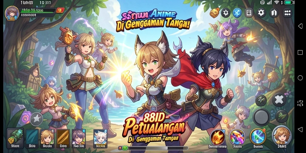 Screenshot gameplay menampilkan aksi seru dalam dunia anime.