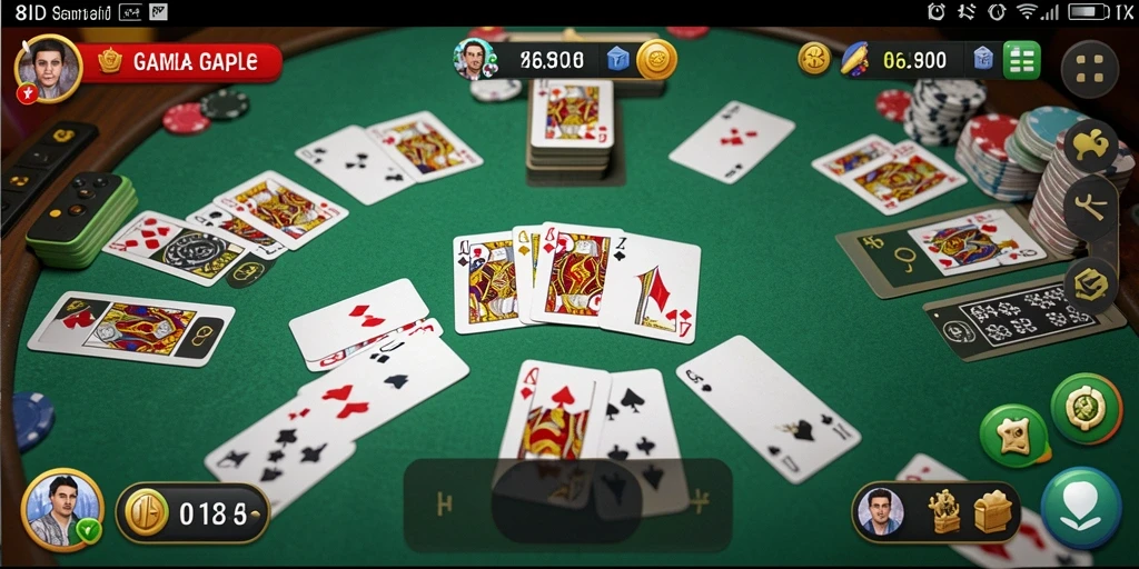 Tampilan screenshot utama 8ID yang menunjukkan gameplay Gaple yang seru.