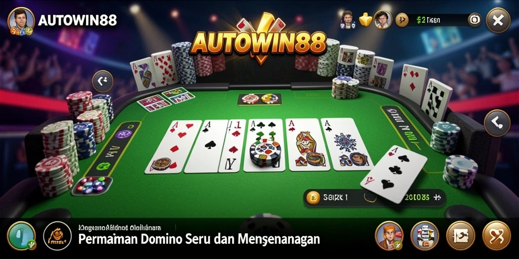 Screenshot dari gameplay domino yang seru dan menarik di AUTOWIN88.