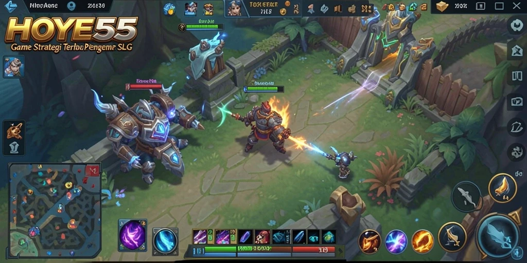 Tampilan gameplay HOYE55 dengan pertempuran strategis yang seru.