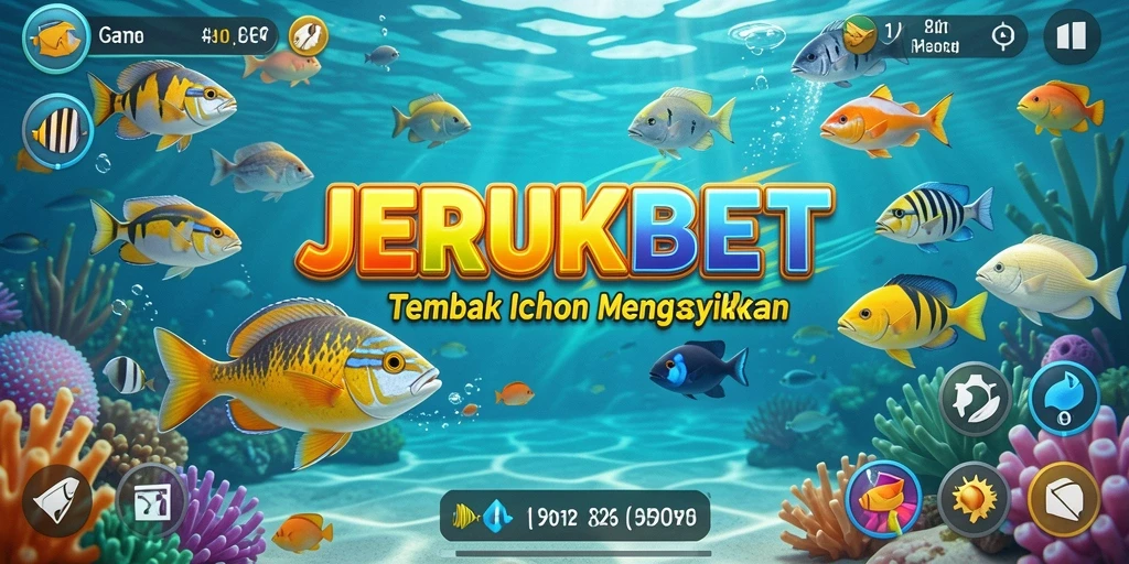 Tampilan gameplay JERUKBET yang menarik dengan aksi menembak ikan.