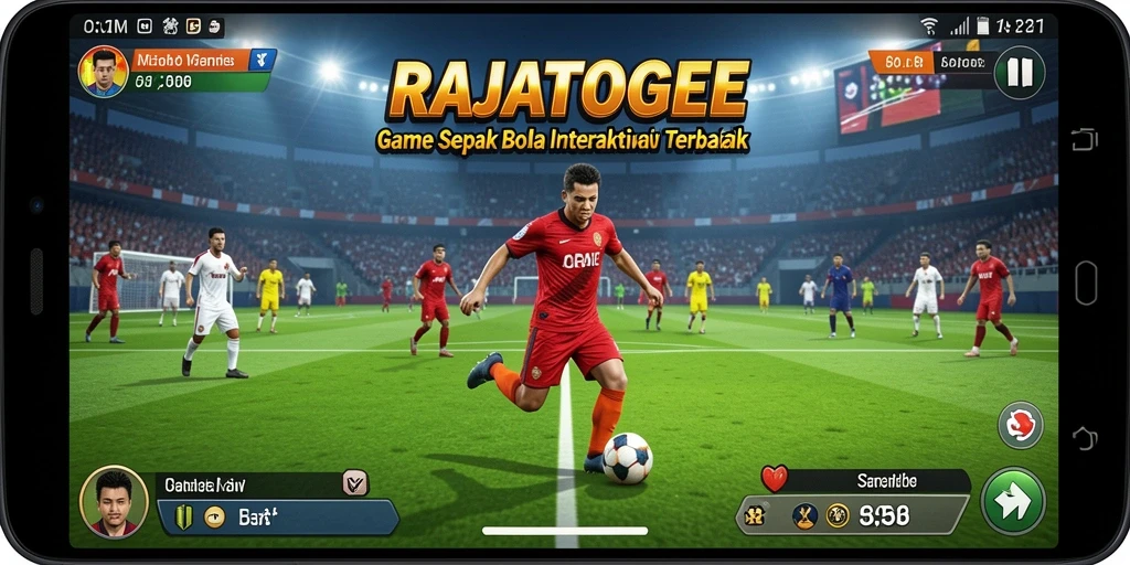 Tampilan gameplay seru di lapangan sepak bola.