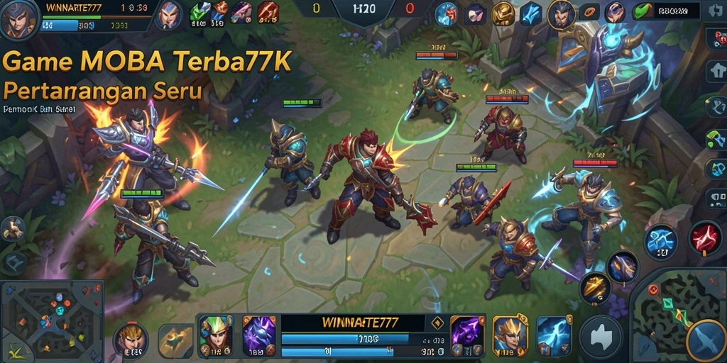Tangkapan layar gameplay WINRATE777 yang menampilkan pertarungan tim di medan perang.